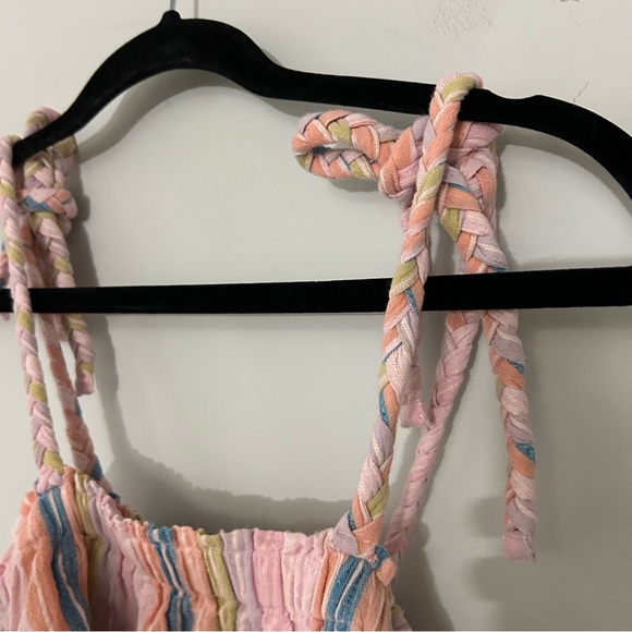 Show Me Your Mumu Klum Ruffle Tiered Braided Top in Paradise Stripe - Picture 6 of 6